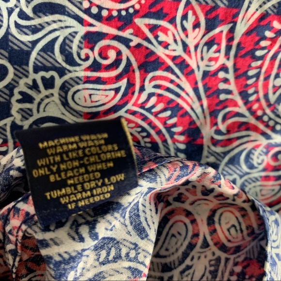 Cremieux Premium Denim Jeans Check Plaid Paisley ShortSleeve Woven Shirt Mens XL - Picture 6 of 10